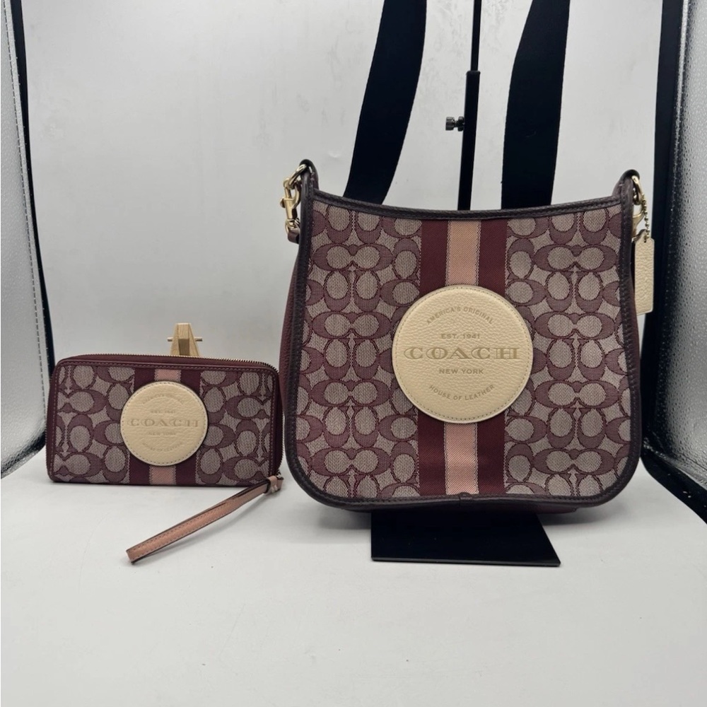 Coach Dempsey  Crossbody Bag, Medium Wine - Signature Jacquard/ With Wallet